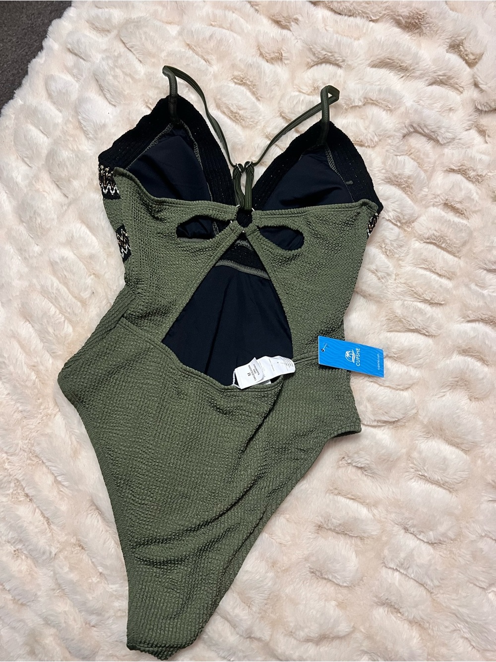 Cupshe Army Ribbed Surplice One-Piece - Picture 3 of 4